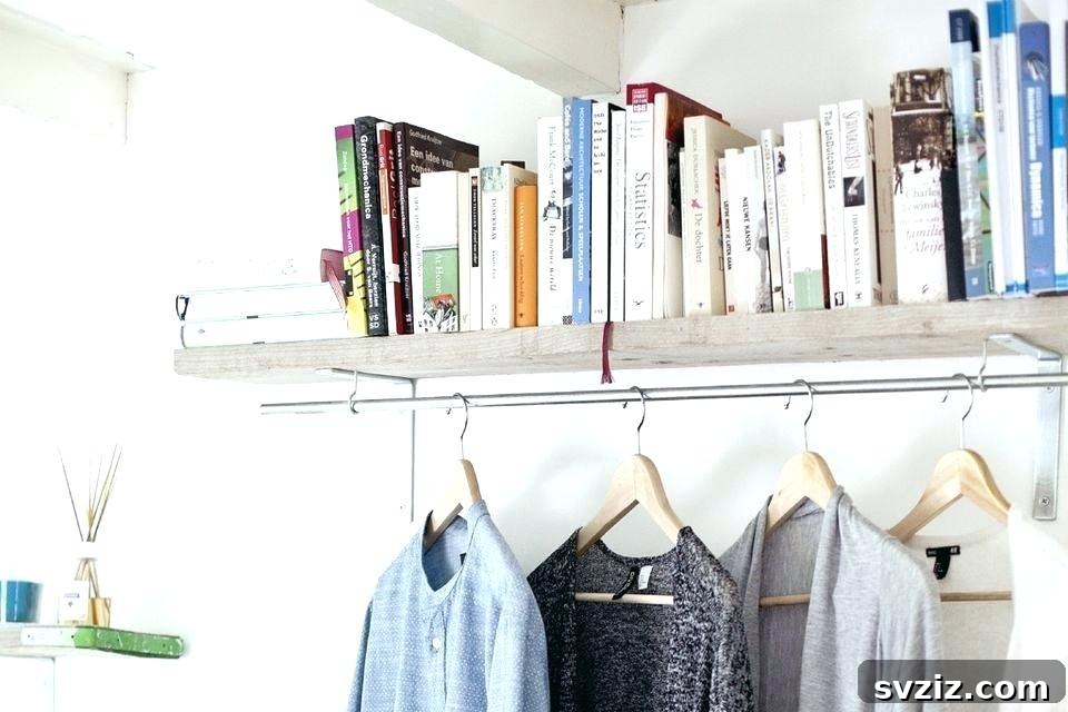 Floating Shelf with Clothes Hanger for Small Spaces