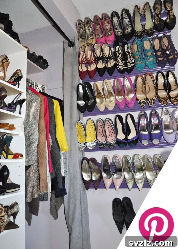 DIY Crown Molding Shoe Racks for Heels