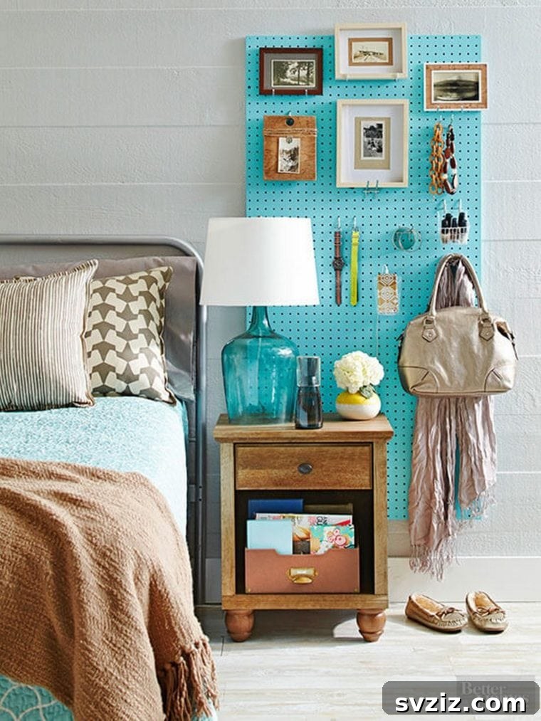 Pegboard Organizer for Small Room Organization