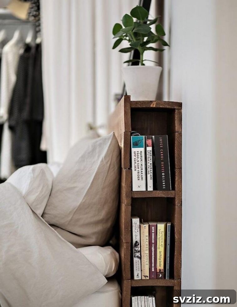 Bed Frame Bookcase for Small Bedrooms