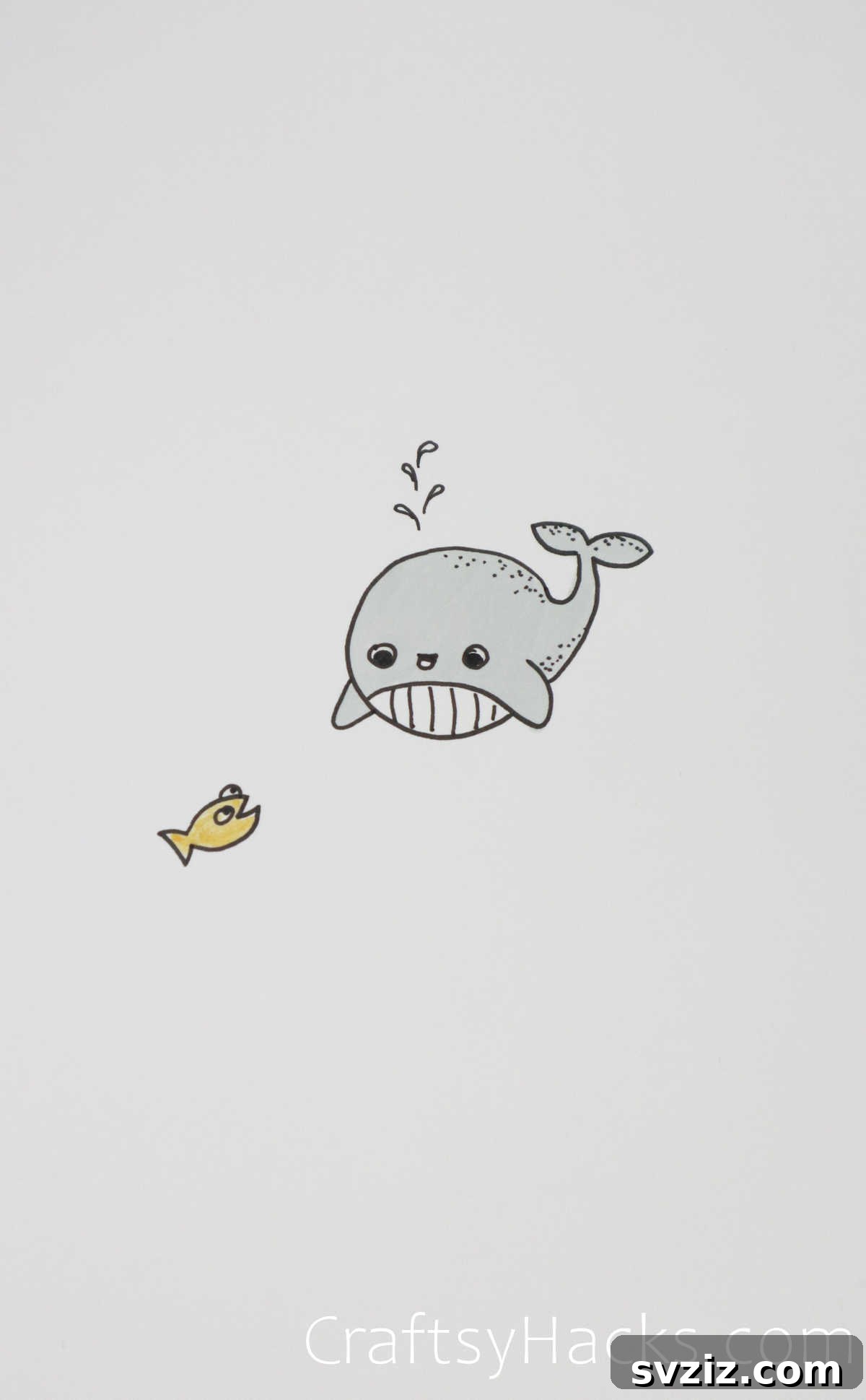 whale and fish drawing