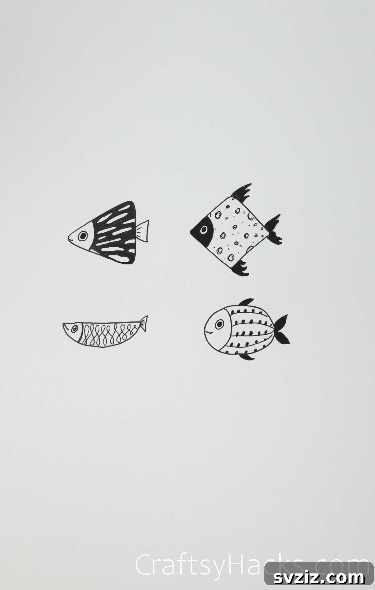 four fish drawing