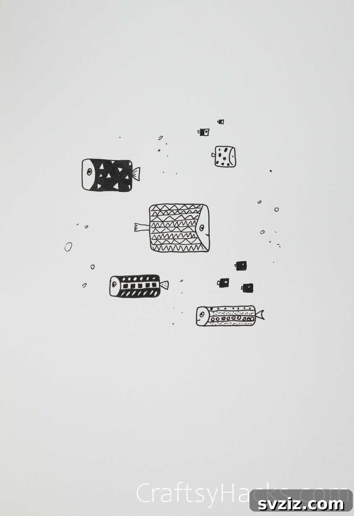 school of fish drawing