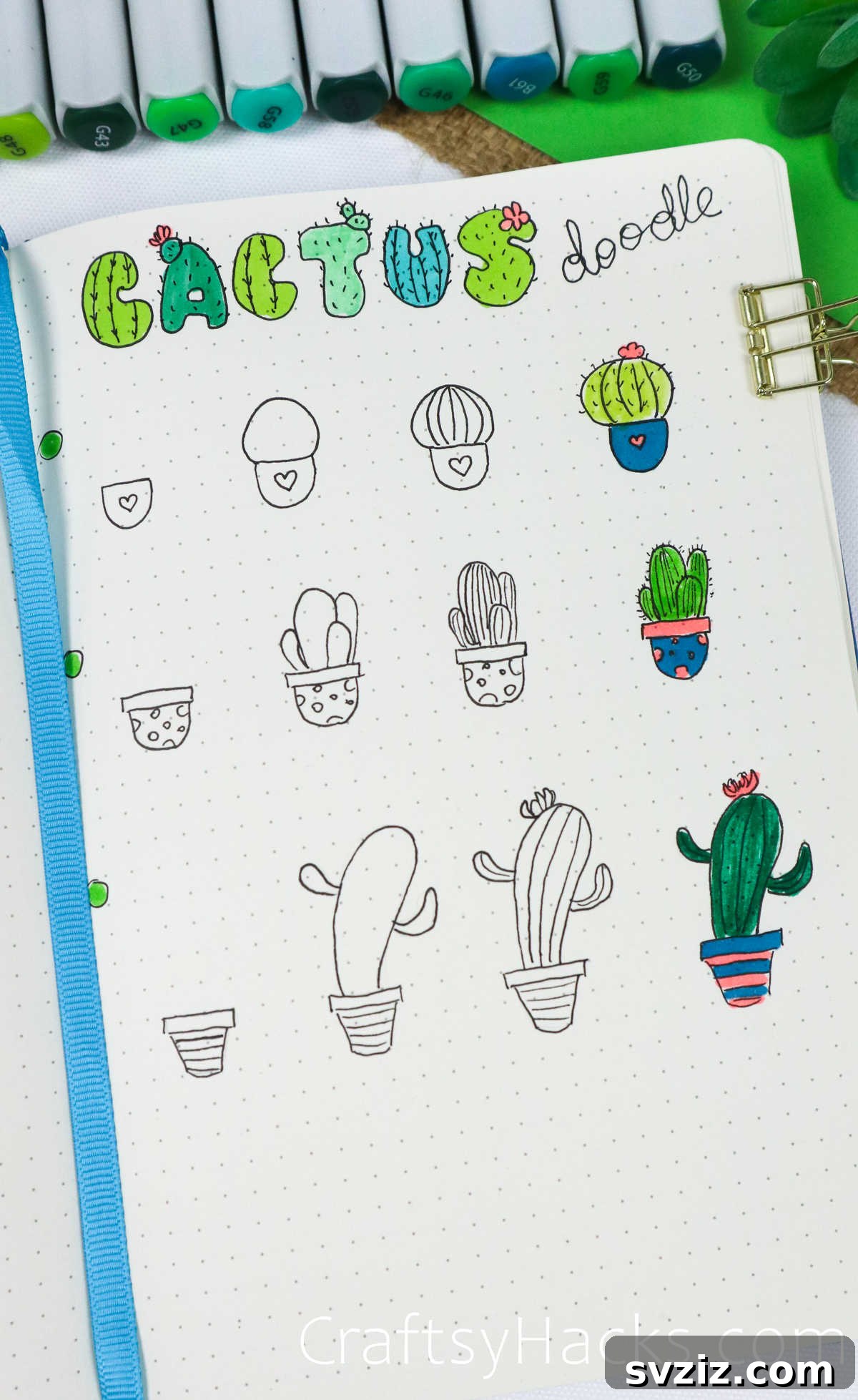 cute cactus doodle drawing ideas