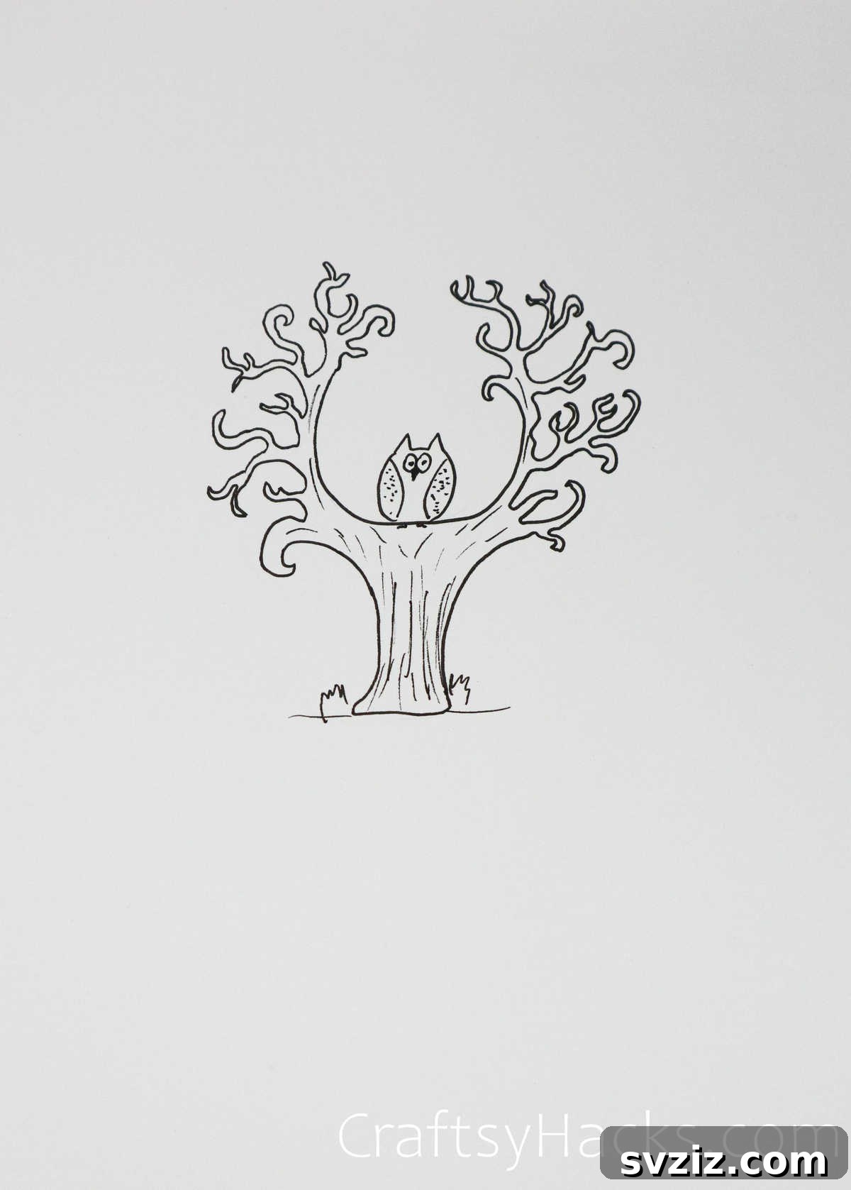 owl in the woods drawing