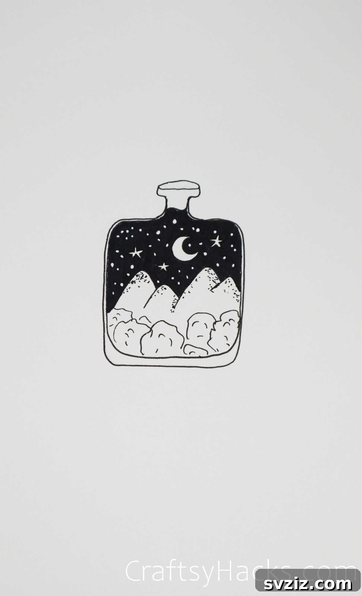 a scene in a bottle drawing