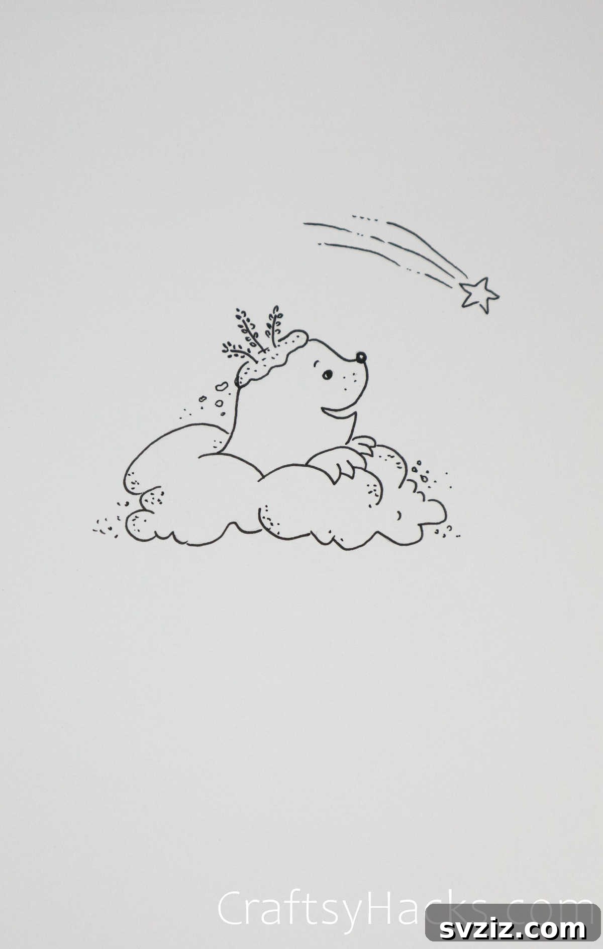ground hog wishing on a shooting star easy drawing