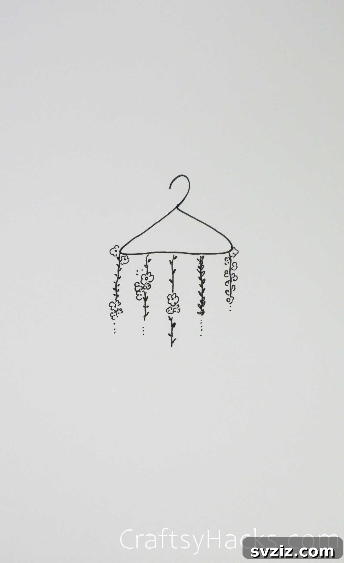 flowers hanging off a hanger drawing