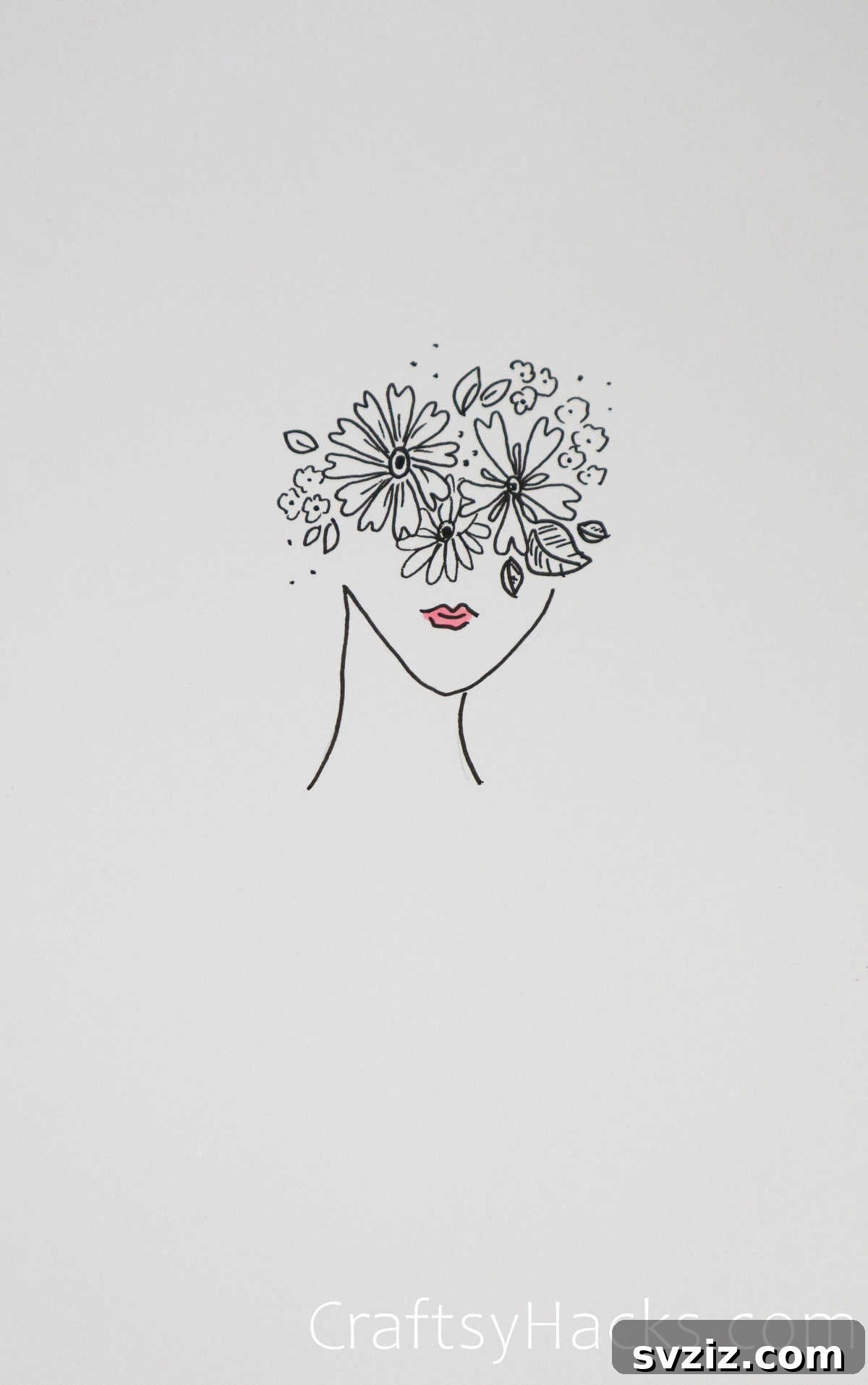 flower face drawing
