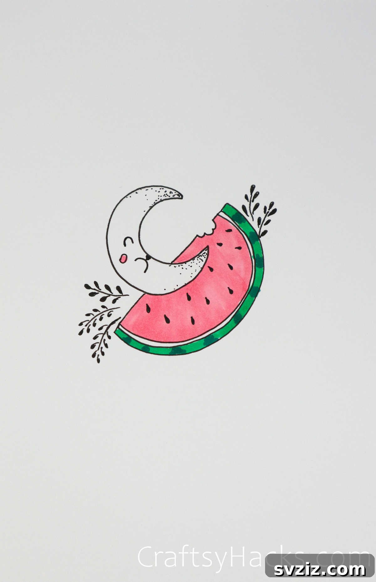 the moon and the watermelon drawing