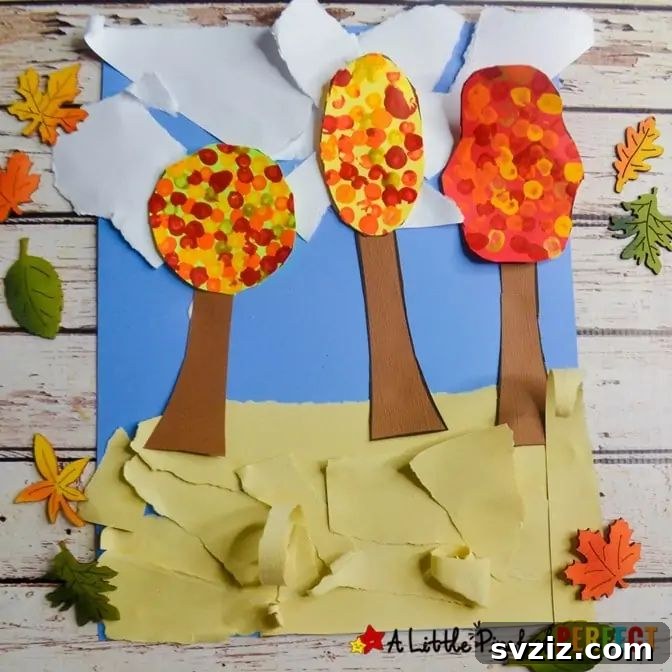 fall tree and painted leaves