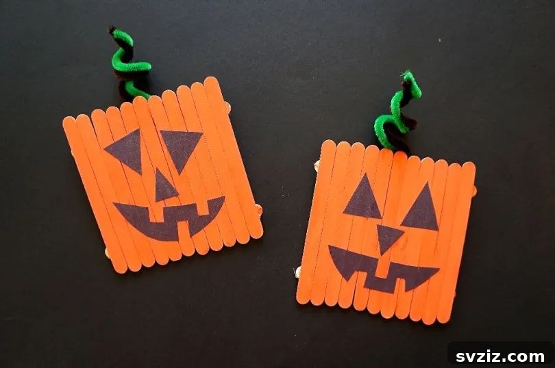 Halloween popsicle stick pumpkin