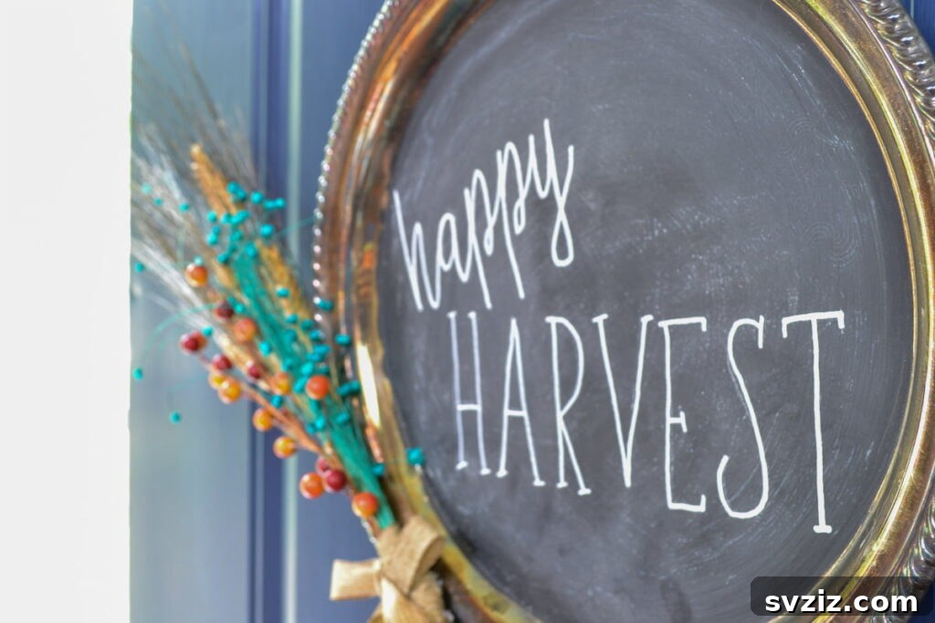 chalkboard platter fall wreath