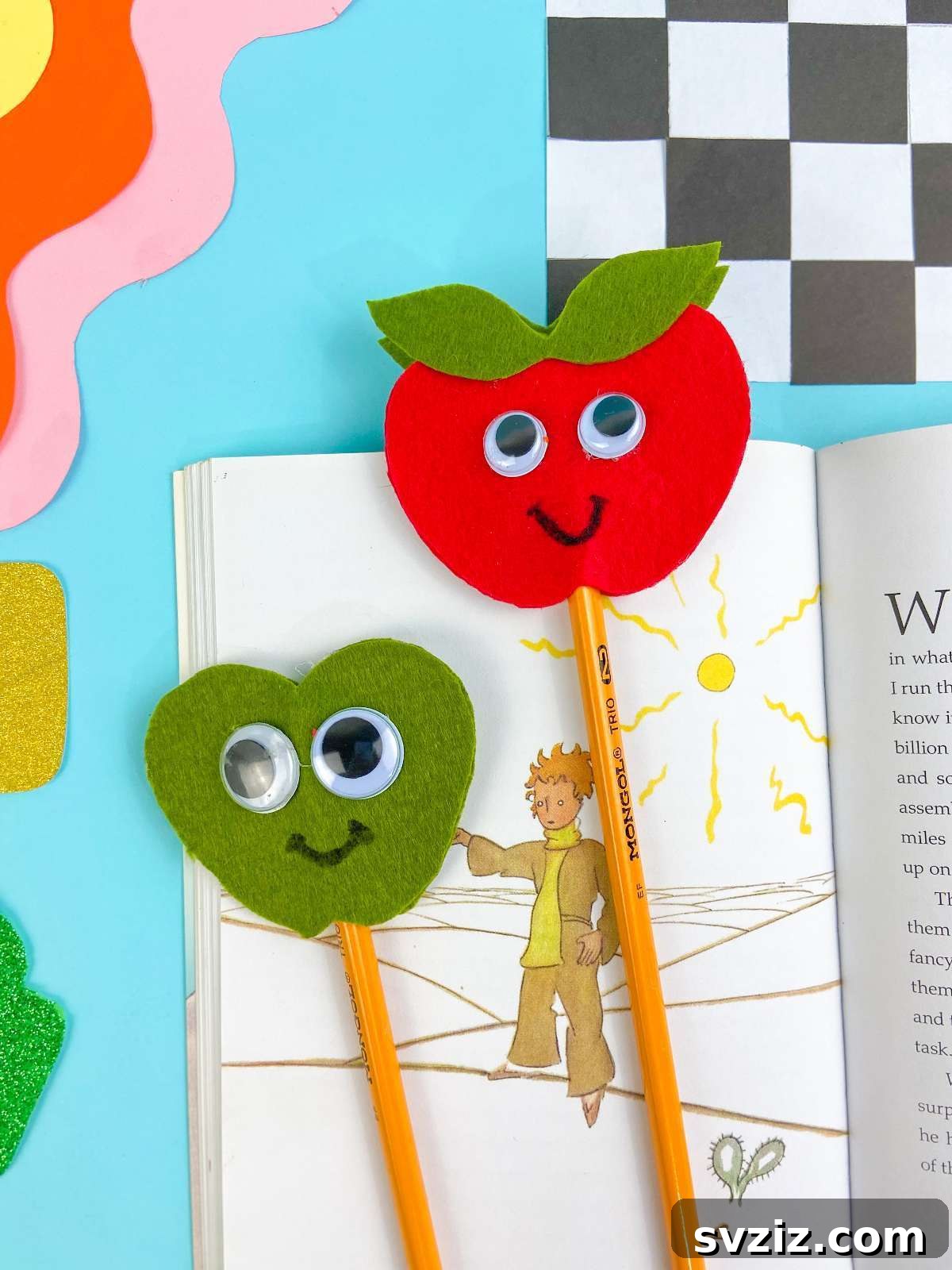 31 Adorable Craft Projects 32 DIY felt apple pencil toppers for back to school