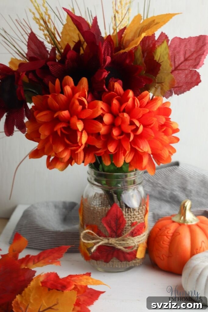 burlap wrapped mason jar