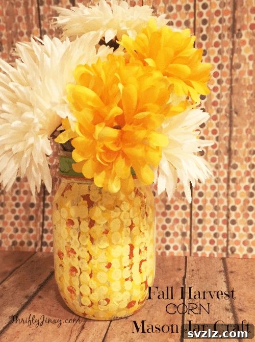 harvest corn mason jar