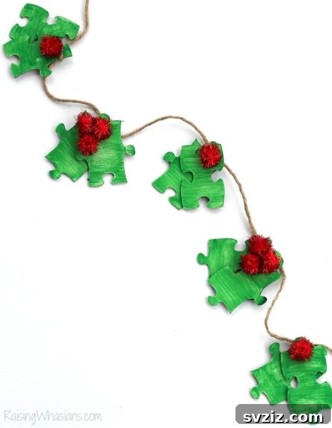 puzzle piece holly garland