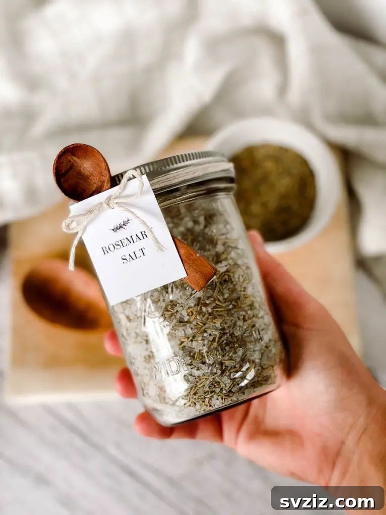 31 Crafty Christmas Gift Ideas Under $10 33 rosemary salt with gift tag