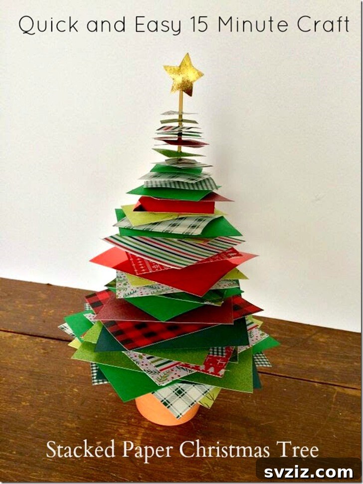 Instant Holiday Cheer: 31 Crafts in Under 15 Minutes 18 Quick and easy 15-minute stacked paper Christmas tree