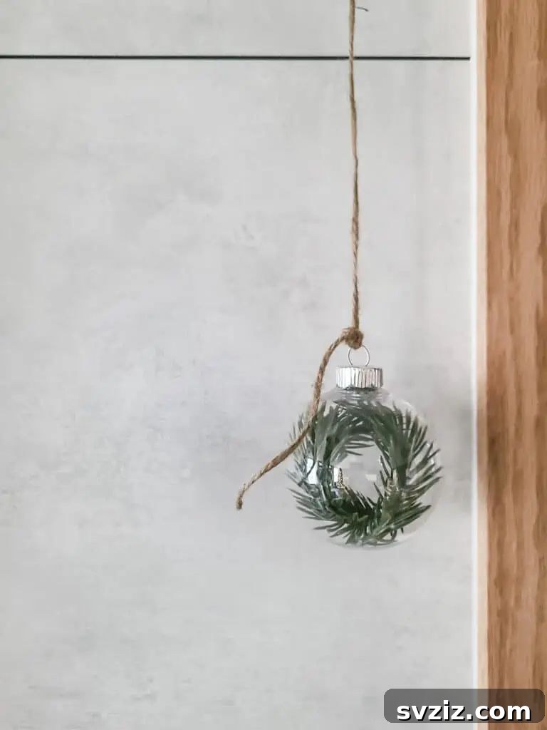 Instant Holiday Cheer: 31 Crafts in Under 15 Minutes 26 Rustic natural Christmas ornaments with clear bulbs
