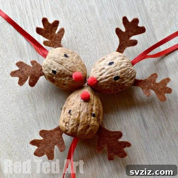 Instant Holiday Cheer: 31 Crafts in Under 15 Minutes 9 Charming walnut reindeer ornaments for natural holiday decor