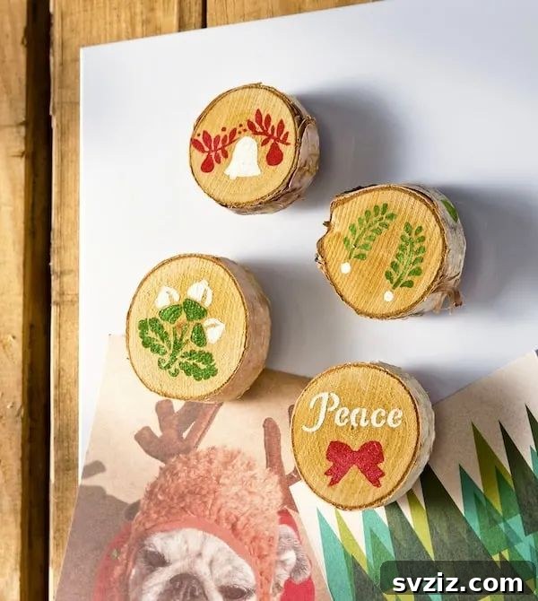 Wooden Holiday Magic: 21 Craft Ideas 12 Colorful DIY wooden Christmas magnets for fridge decoration