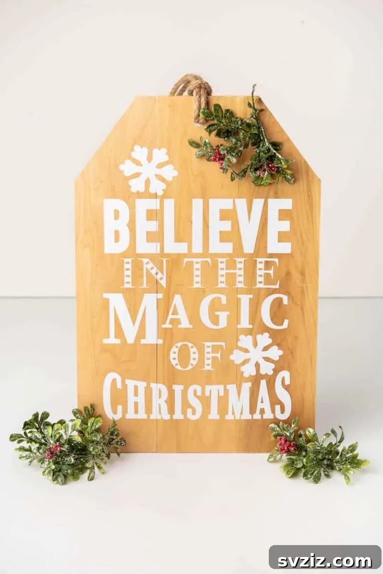 Wooden Holiday Magic: 21 Craft Ideas 14 Large wooden Christmas gift tag sign for wall decor or porch