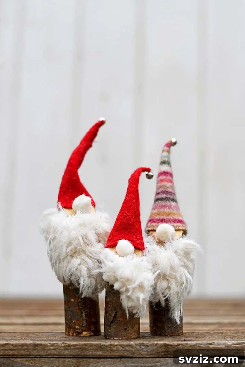 Wooden Holiday Magic: 21 Craft Ideas 15 Charming Norwegian Christmas gnomes made from wood and fabric