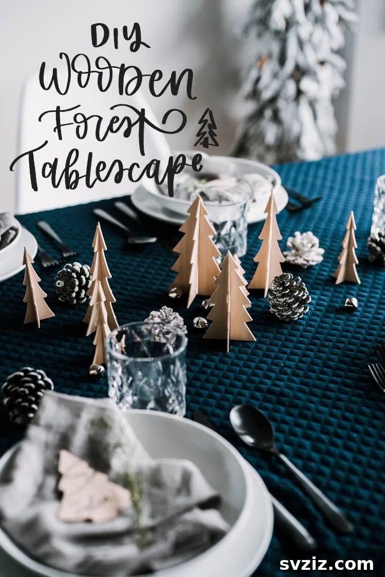 Wooden Holiday Magic: 21 Craft Ideas 17 DIY wooden tree tablescape for elegant holiday dining decor