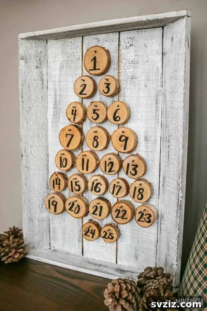 Wooden Holiday Magic: 21 Craft Ideas 4 Rustic wooden advent calendar for counting down to Christmas