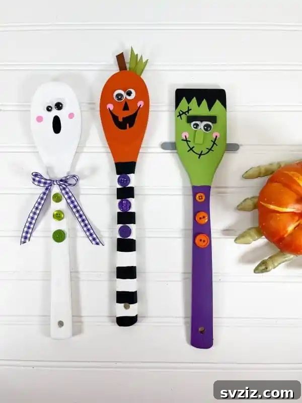 wooden halloween spoons