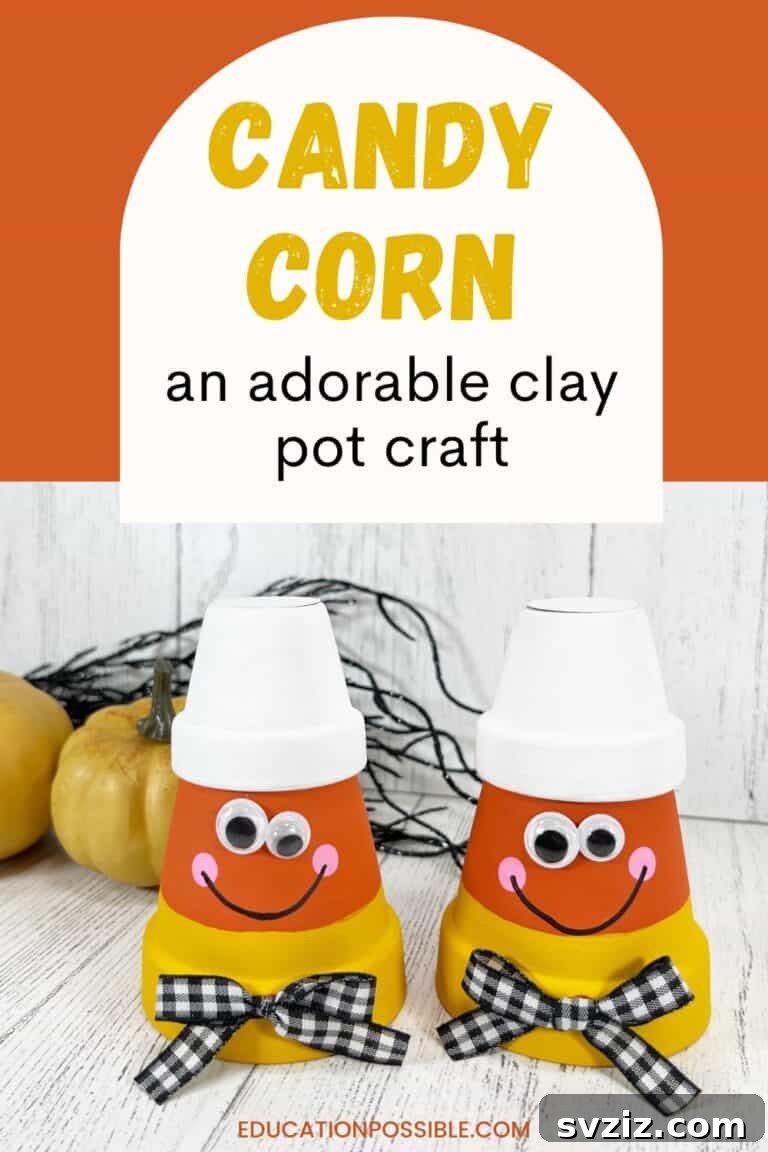 candy corn clay pot