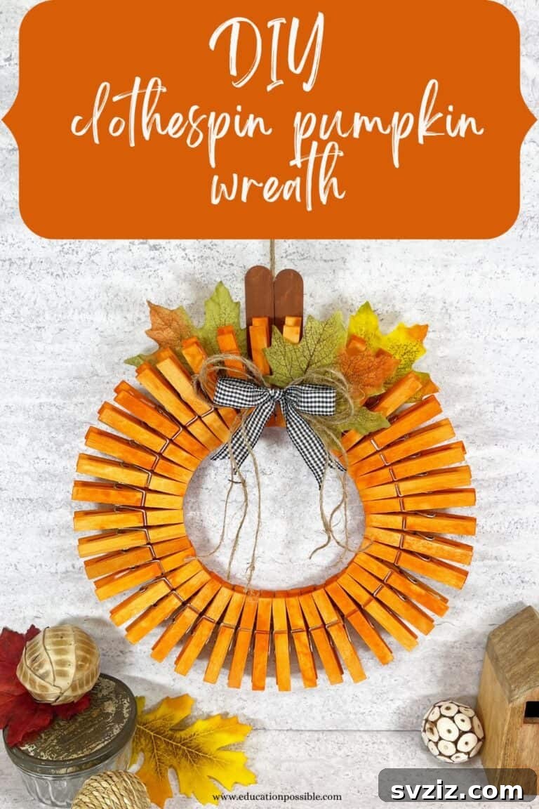 clothespin pumpkin wreath