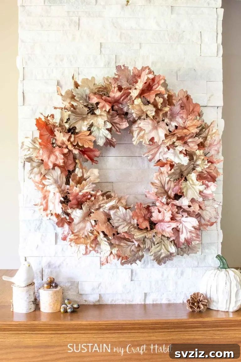 metallic fall leaf wreath
