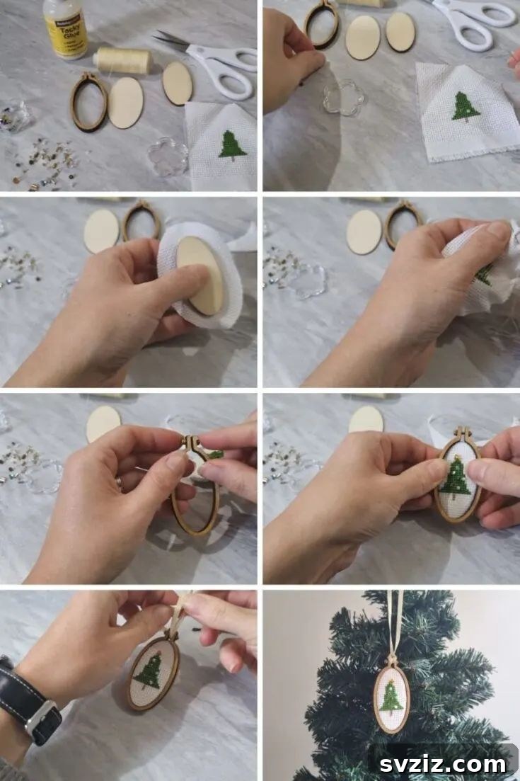 Detailed mini embroidery hoop ornaments showcasing tiny designs.