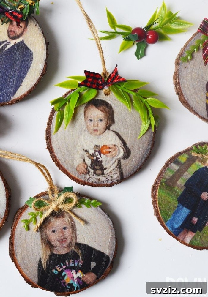 Personalized DIY wooden photo ornaments for cherished memories.