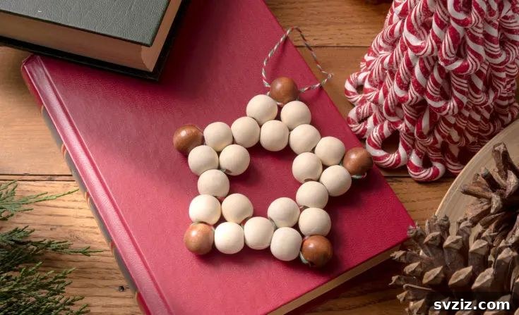 Sparkling beaded star ornaments adding elegance to holiday decor.