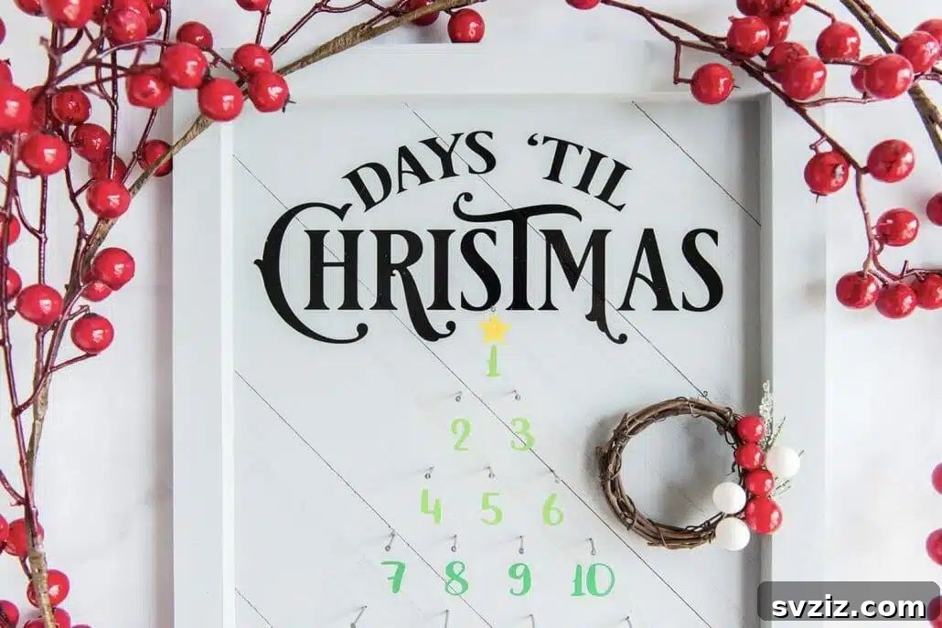 31 Festive DIYs to Deck Your Living Room This Christmas 14 Customizable Christmas countdown sign crafted with vinyl on wood, building holiday excitement.
