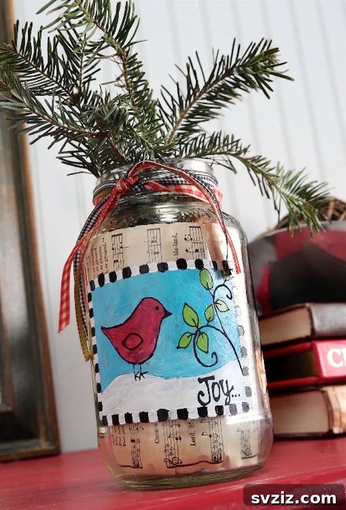31 Cozy Farmhouse Christmas Inspirations 31 mason jar christmas vase