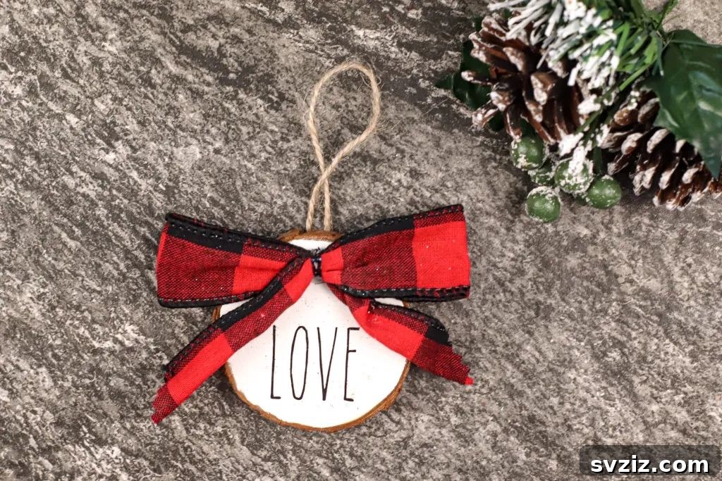 31 Cozy Farmhouse Christmas Inspirations 5 wooden christmas ornament