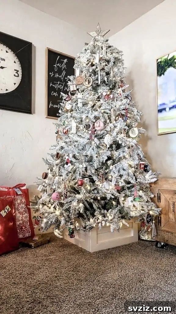 31 Cozy Farmhouse Christmas Inspirations 6 christmas tree box stand