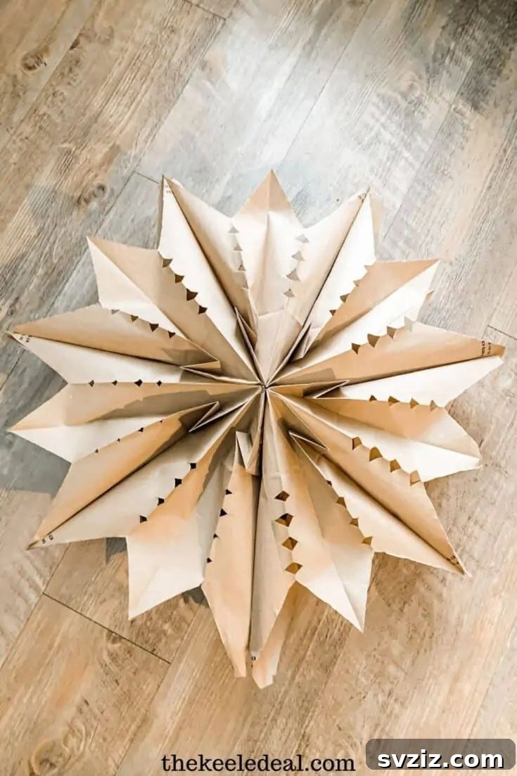 31 Cozy Farmhouse Christmas Inspirations 9 brown paper bag snowflake