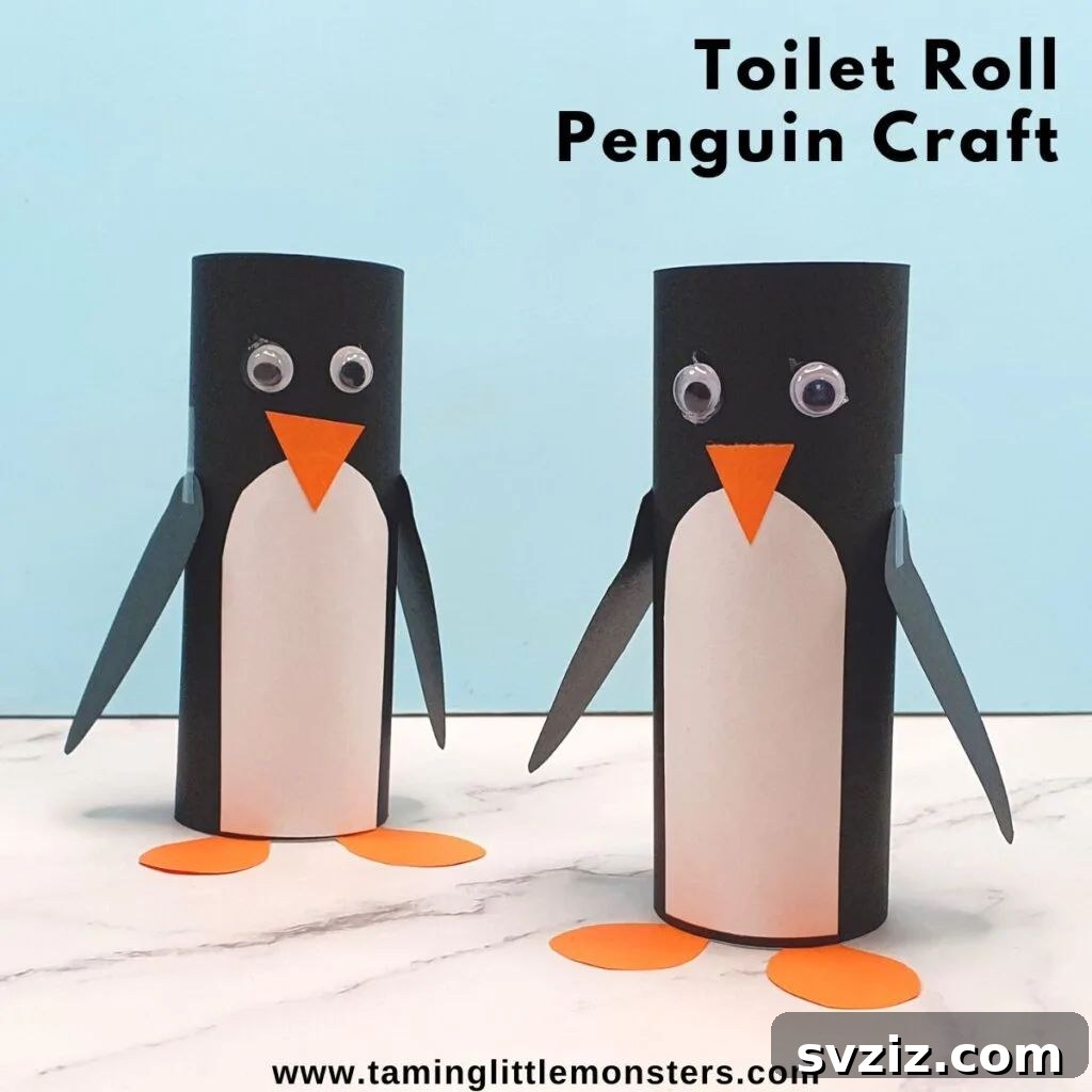 toilet paper roll penguin
