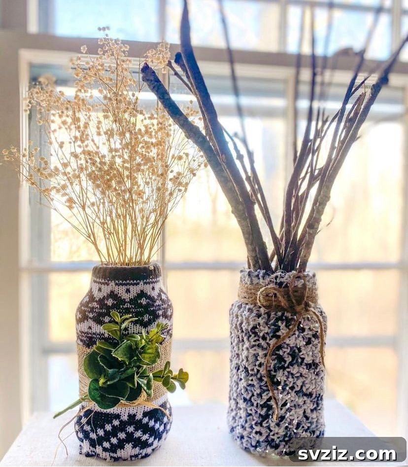 31 Profitable Winter Craft Ideas 4 crochet sweater vase