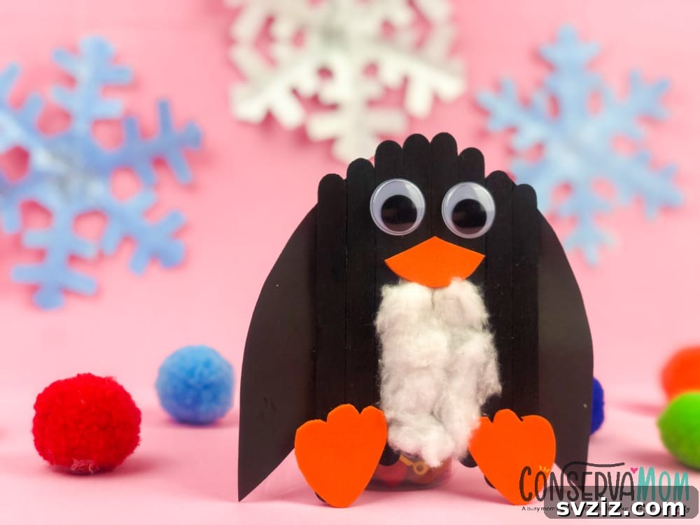 31 Fun Winter Craft Ideas for Little Ones 6 Popsicle Stick Penguin Craft: Easy Winter Animal Art for Toddlers
