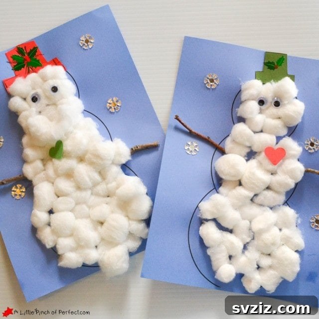 31 Fun Winter Craft Ideas for Little Ones 9 Cotton Ball Snowman Craft: Develop Hand-Eye Coordination in Toddlers
