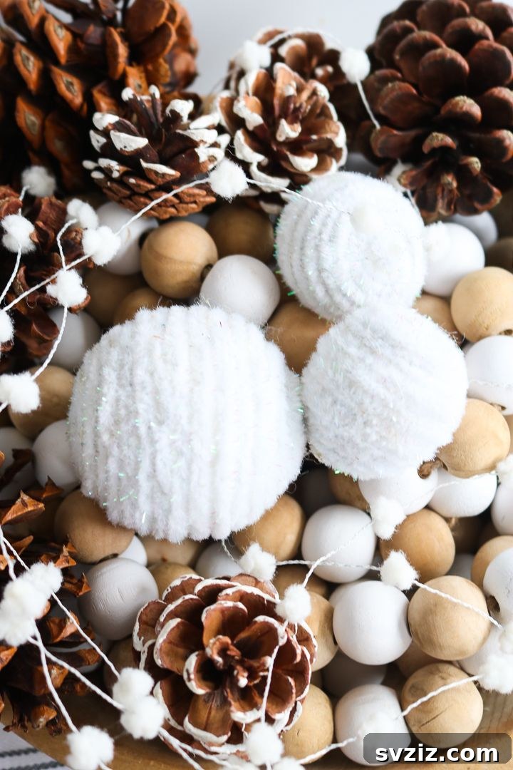 Crafted pipe cleaner snow balls for winter home decor