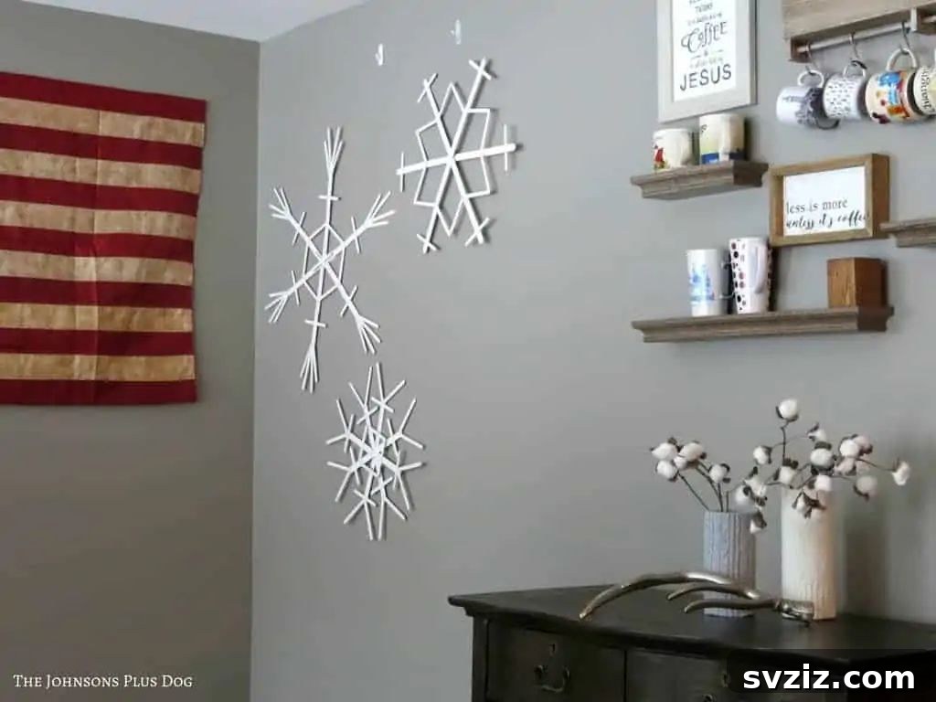 Kid-friendly popsicle stick snowflakes, a simple and fun winter craft