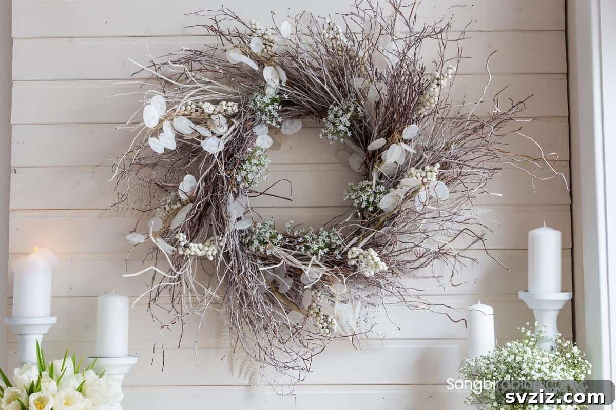 Gorgeous Winter Wreath Inspirations 13 white winter twig wreath