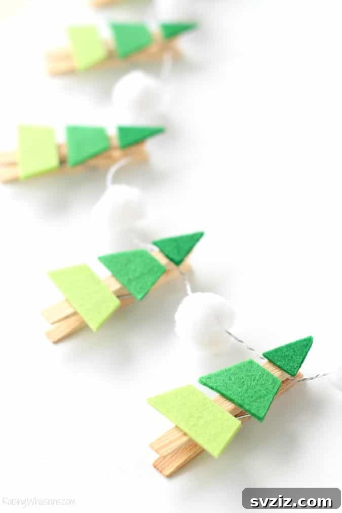 DIY Ombre Christmas Tree Garland with Pom Poms
